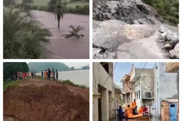 देश भर में भारी बारिश और बाढ़ का कहर: राजस्थान में घर-दुकानें डूबीं, यूपी में बांध टूटा और उत्तराखंड में हाईवे बंद नई दिल्ली, 24 अगस्त 2025 – (समय बोल रहा ) – मानसून की सक्रियता ने देश के कई हिस्सों में कहर बरपा रखा है। राजस्थान से लेकर उत्तर प्रदेश, उत्तराखंड और बिहार तक, भारी बारिश और बाढ़ ने जनजीवन को अस्त-व्यस्त कर दिया है। पिछले कुछ दिनों से लगातार हो रही बारिश के कारण कई शहरों में जलभराव की स्थिति है, जिससे घरों और दुकानों में पानी घुस गया है। वहीं, नदियों का जलस्तर बढ़ने से बाढ़ जैसे हालात पैदा हो गए हैं और भूस्खलन के कारण यातायात भी प्रभावित हुआ है। राजस्थान: बाढ़ और जलभराव से जनजीवन प्रभावित राजस्थान के कई इलाकों में पिछले दो दिनों से मूसलाधार बारिश हो रही है। राजधानी जयपुर और सीकर जैसे शहरों में भारी जलभराव से आम लोगों को खासी परेशानी का सामना करना पड़ रहा है। सीकर रेलवे स्टेशन पर ट्रैक पानी में डूब गए हैं, जिससे ट्रेनों की आवाजाही पर असर पड़ा है। सबसे ज्यादा खराब हालात उदयपुर में हैं, जहां घरों और दुकानों में बाढ़ का पानी घुस गया है, जिससे लोगों को काफी नुकसान हुआ है। यातायात ठप: जयपुर-आगरा नेशनल हाईवे पिछले दो दिनों से जलमग्न है। इसके अलावा, खेरवाड़ा-झाड़ोल मार्ग (NH 927A) पर सोम नदी का पानी आने से रास्ता पूरी तरह से बंद हो गया है। भूस्खलन का खतरा: सवाई माधोपुर में बारिश के बाद करीब 50 फीट जमीन धंस गई है, जिससे आसपास के इलाकों में खतरा बढ़ गया है। उत्तर प्रदेश: घाघरा नदी पर बना बांध टूटा उत्तर प्रदेश में भी बारिश और बाढ़ का कहर जारी है। चंदौली जिले में घाघरा नदी पर बना मुसाहिबपुर बांध अचानक टूट गया, जिससे इसका पानी आसपास के 5 गांवों में घुस गया है। इससे ग्रामीणों को भारी परेशानी का सामना करना पड़ रहा है। वहीं, फर्रुखाबाद का भुड़िया भेड़ा गांव गंगा नदी की बाढ़ के कारण टापू बन गया है। यहां के लोग नावों के सहारे आवाजाही कर रहे हैं, क्योंकि सड़क संपर्क पूरी तरह से टूट गया है। उत्तराखंड: यमुनोत्री हाईवे बंद उत्तराखंड के पहाड़ी इलाकों में भी बारिश ने कहर बरपाया है। यमुनोत्री नेशनल हाईवे भूस्खलन (लैंडस्लाइड) की वजह से बंद हो गया है। यह भूस्खलन बाणस के पास हुआ, जिससे यातायात पूरी तरह से प्रभावित हो गया है। राजमार्ग बंद होने से यमुनोत्री धाम जाने वाले तीर्थयात्रियों और स्थानीय लोगों को भारी परेशानी का सामना करना पड़ रहा है। भूस्खलन से सड़क पर मलबा और पत्थर गिर गए हैं, जिन्हें हटाने का काम जारी है। बिहार और झारखंड: नदियां उफान पर, बाढ़ के हालात देश के पूर्वी हिस्सों में भी स्थिति गंभीर बनी हुई है। बिहार की राजधानी पटना में सोमवार की सुबह मूसलाधार बारिश हुई, जिससे कई इलाकों में 2 से 3 फीट तक पानी भर गया है। इससे सामान्य जनजीवन प्रभावित हुआ है और लोगों को जलभराव वाली सड़कों पर चलने में कठिनाई हो रही है। झारखंड में लगातार हो रही बारिश के कारण नालंदा जिले में नदियों का जलस्तर तेजी से बढ़ गया है। कई नदियां खतरे के निशान के करीब बह रही हैं, जिससे निचले इलाकों में बाढ़ जैसे हालात बन गए हैं। प्रशासन ने लोगों को सुरक्षित स्थानों पर जाने की सलाह दी है और राहत कार्यों के लिए टीमें तैयार रखी हैं। यह स्थिति दर्शाती है कि मानसून का प्रकोप पूरे देश में बढ़ गया है, जिससे प्रशासन को आपदा प्रबंधन के लिए विशेष कदम उठाने पड़ रहे हैं। मौसम विभाग ने भी आने वाले दिनों में और अधिक बारिश की चेतावनी जारी की है, जिससे इन क्षेत्रों में स्थिति और खराब होने की आशंका है।